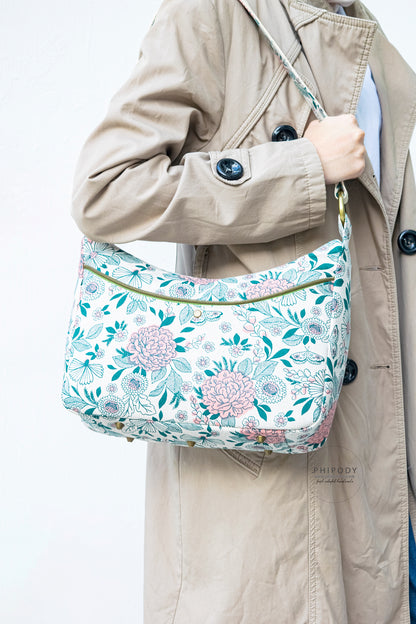 Classic Handbag PDF Sewing Pattern made by Chera Phipody floral material
