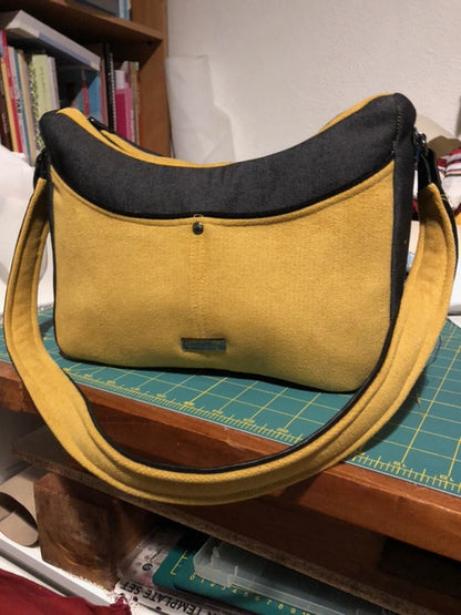 Classic Handbag PDF Sewing Pattern made by Glenda Sam yellow fabric