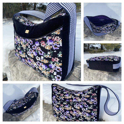 Classic Handbag PDF Sewing Pattern made by Ingrid Stulp floral fabric