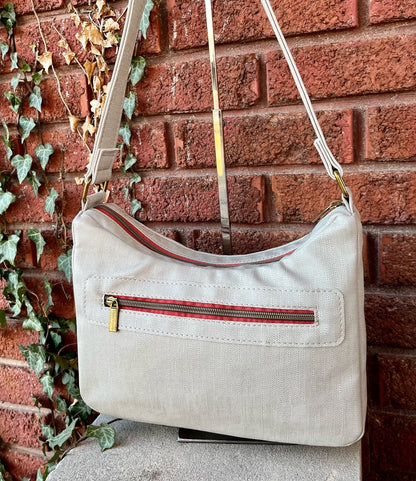 Classic Handbag PDF Sewing Pattern made by Renata Knox white fabric