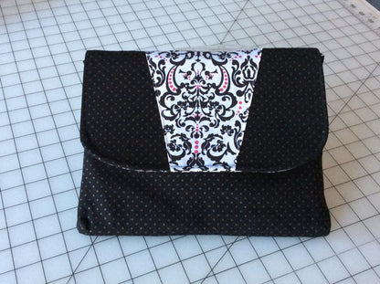 Dakota Tablet Clutch sewing pattern  classic spotty fabric