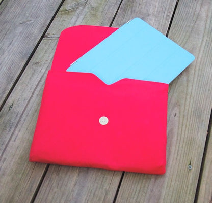 Dakota Tablet Clutch sewing pattern  red fabric