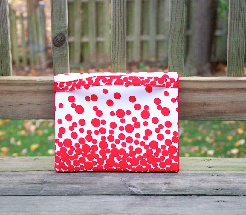 Dakota Tablet Clutch sewing pattern  with spotty fabric back view