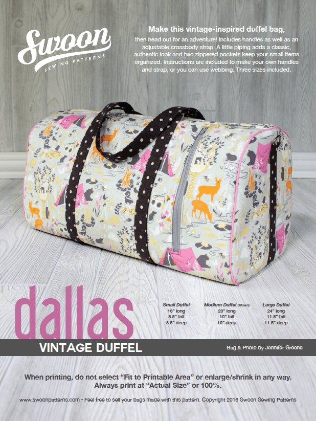 Dallas Vintage Duffel sewing pattern 