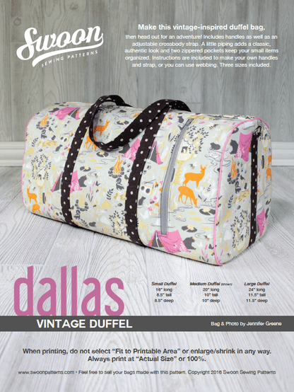 Dallas Vintage Duffel sewing pattern 