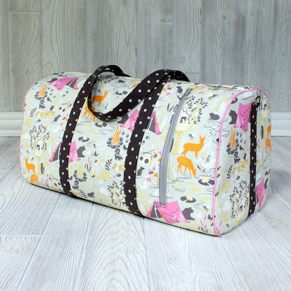 Dallas Vintage Duffel sewing pattern  made by Jennifer Greene deer fabric