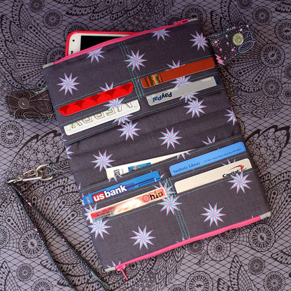  Della Wallet Clutch sewing pattern made by Jennifer Greene open view