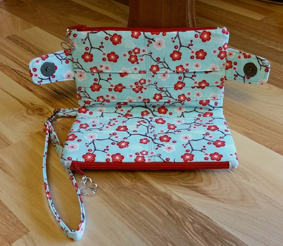  Della Wallet Clutch sewing pattern made by Justina McBride open view