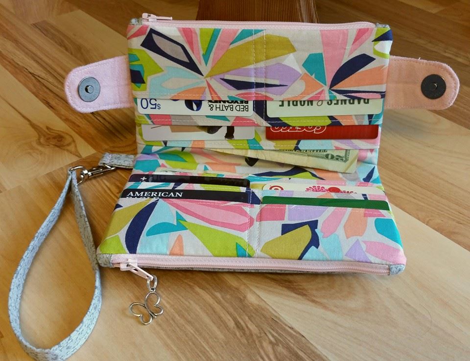  Della Wallet Clutch sewing pattern made by Justina McBride with card slots
