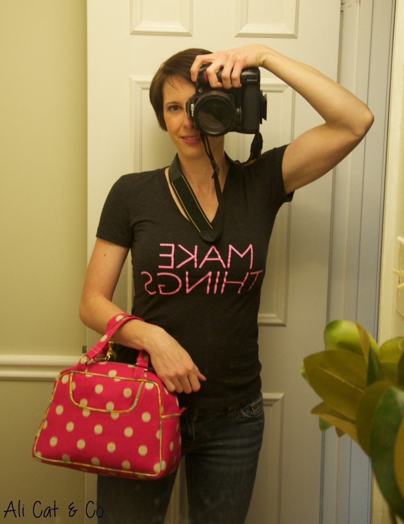 Donna Vintage Handbag sewing pattern  made by Brianne Matlage spotty fabric