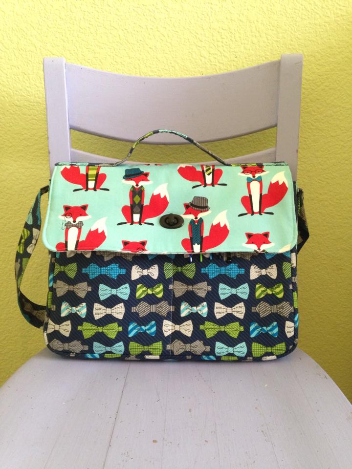 Dorian Messenger bag sewing pattern  fox and bow fabric