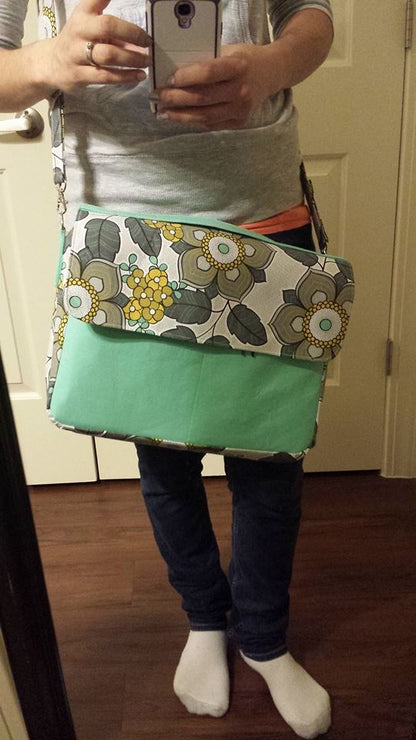  Dorian Messenger bag sewing pattern  retro fabric