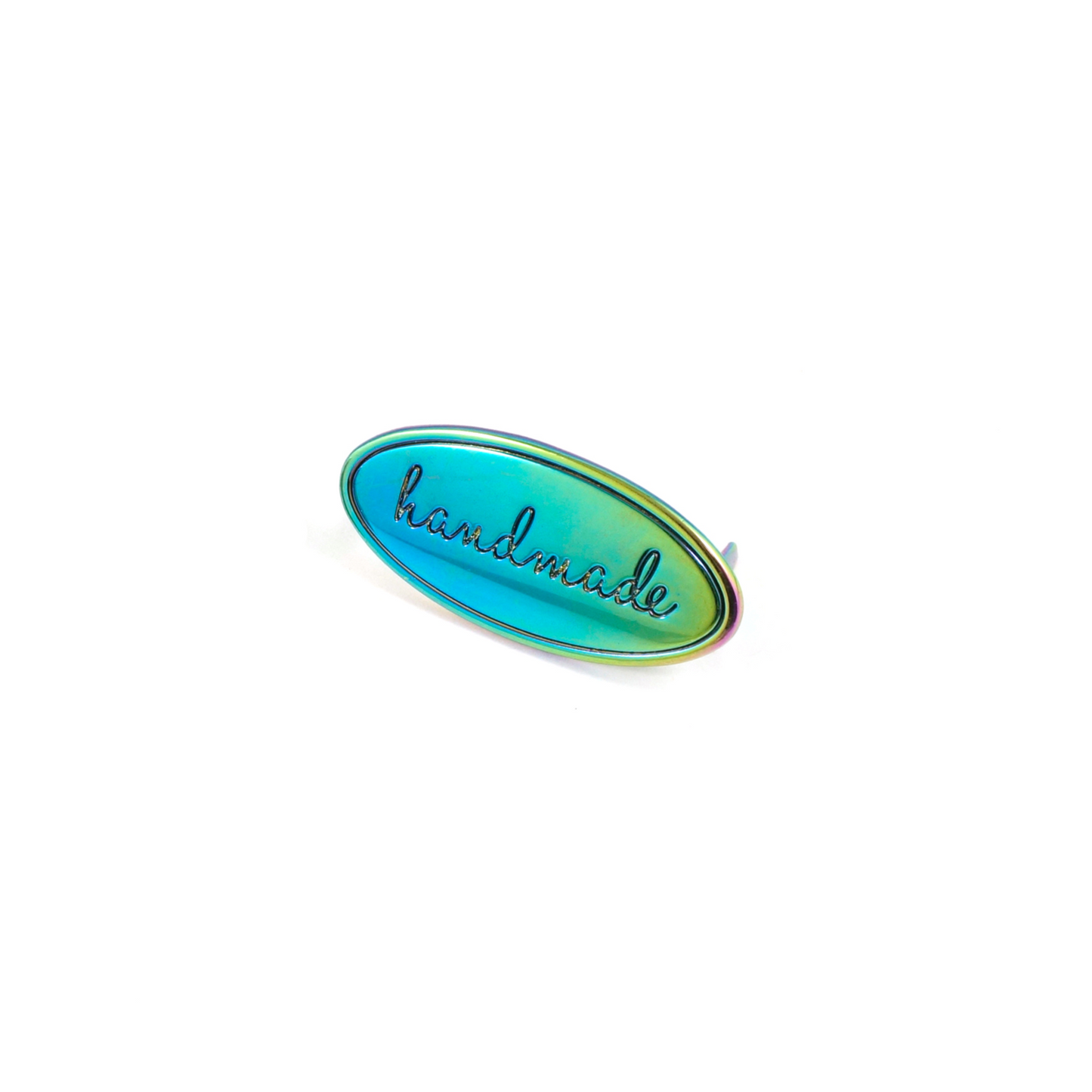 Metal bag label - Oval (Gunmetal, Rainbow)