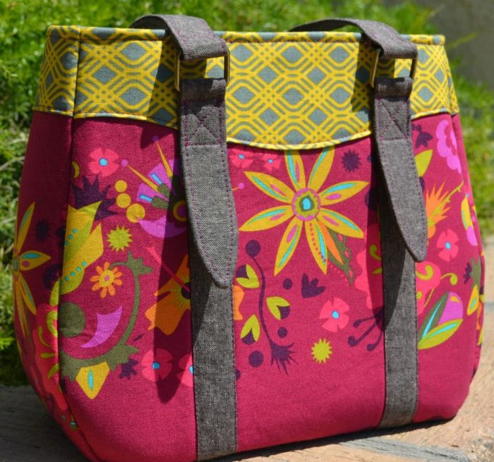 Evelyn Handbag & Market Tote Sewing Pattern made by Crystal Chadwick colourful
