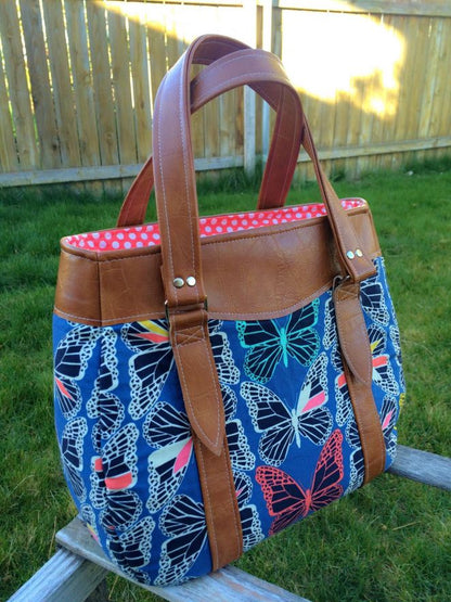 Evelyn Handbag & Market Tote Sewing Pattern made by Jessica Daley butterflies