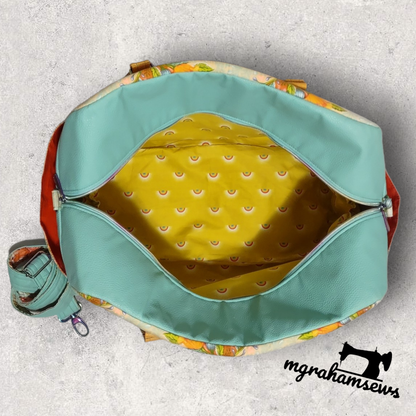 Getaway Bag Paper Sewing Pattern  made by Michelle Graham top open view