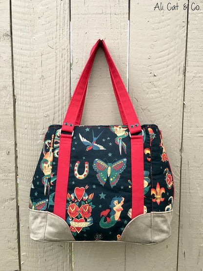 Harriet Expandable Tote Sewing Pattern  butterfly fabric