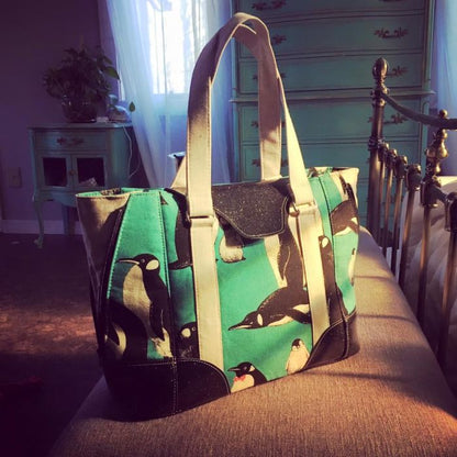 Harriet Expandable Tote Sewing Pattern  penguin fabric