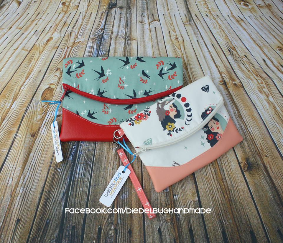 Heidi Foldover Clutch & Wristlet Sewing Pattern  made by Erin Morris contrast fabric 
