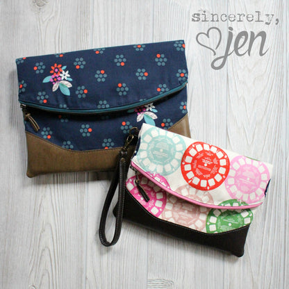 Heidi Foldover Clutch & Wristlet Sewing Pattern  made by Jennifer Greene 2 different sizes