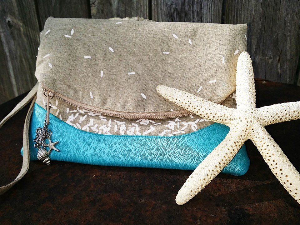 Heidi Foldover Clutch & Wristlet Sewing Pattern  made by Trish Hanson ocean view 