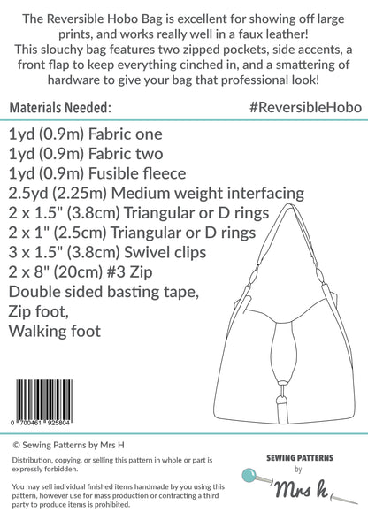 The Reversible Hobo Bag sewing Pattern