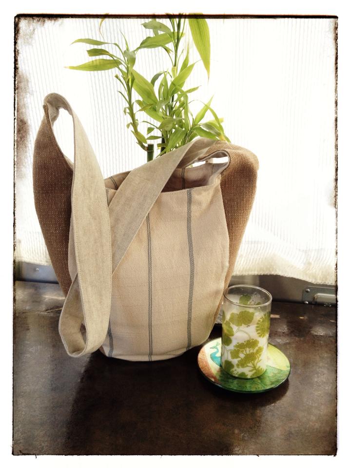 India Hobo Bag sewing pattern neutral fabric