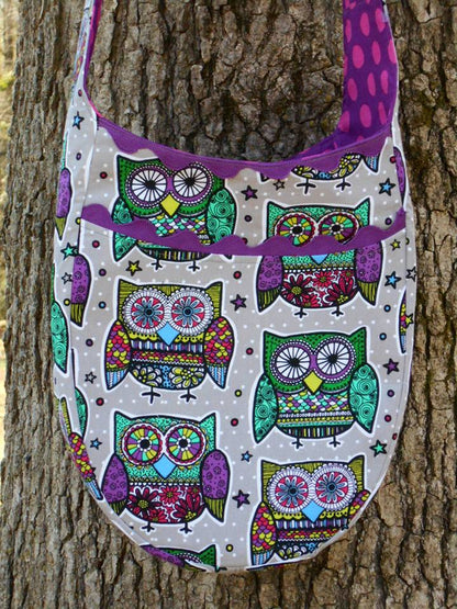 India Hobo Bag sewing pattern owls