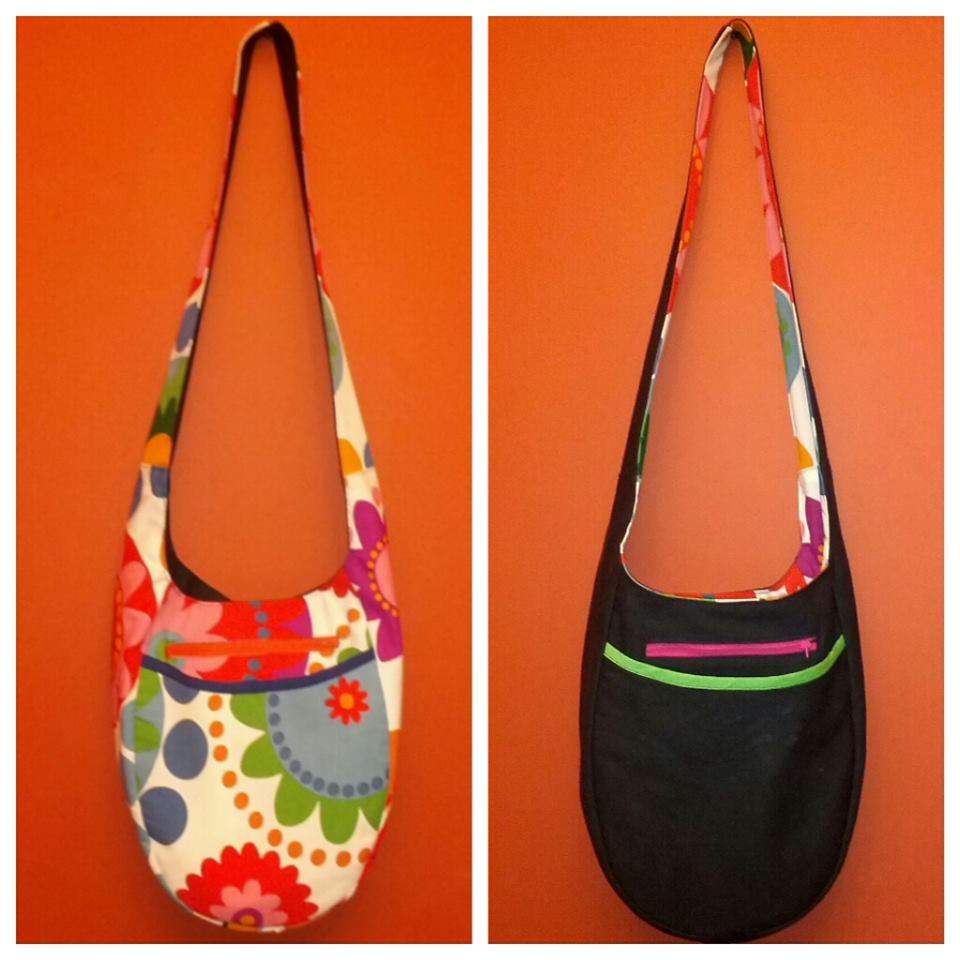 India Hobo Bag sewing pattern reversible contrast