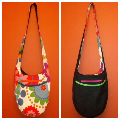 India Hobo Bag sewing pattern reversible contrast