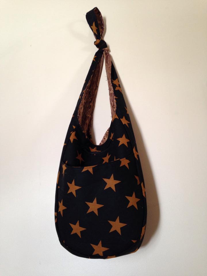 India Hobo Bag sewing pattern star fabric