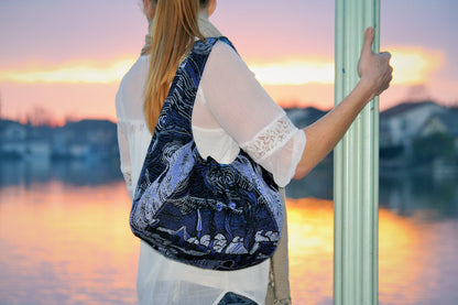 Laney Reversible Hobo sewing pattern  made by Holly Jakob modelled