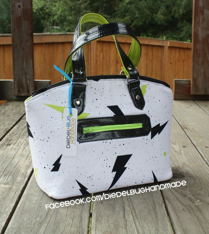 Lola Domed Handbag PDF Sewing Pattern Lightening bolt fabric 