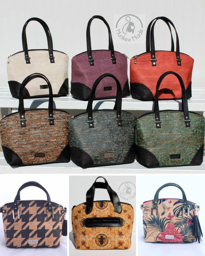 Lola Domed Handbag PDF Sewing Pattern  made by Sheri Ferraro Munkee-mm cork supply