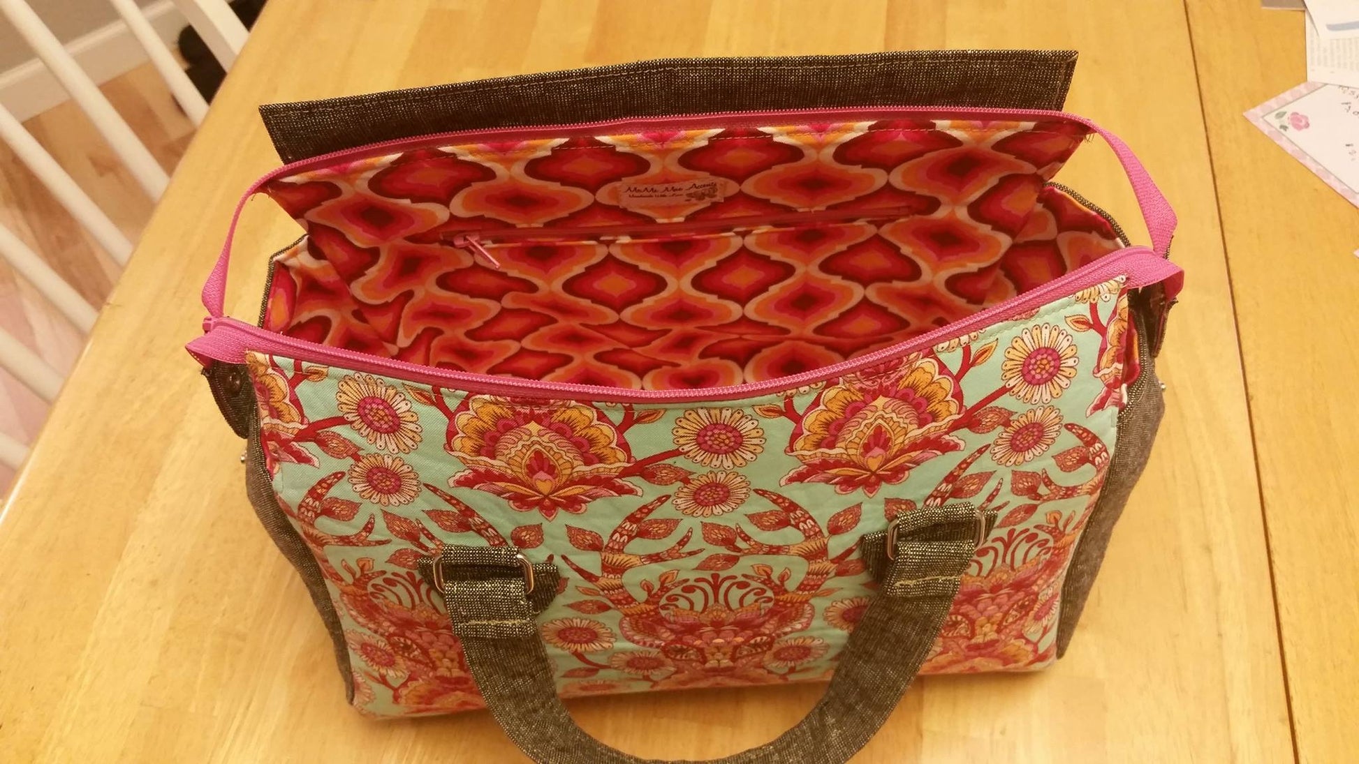 Louise Barrel Bag Sewing Pattern  made by Elizabeth Bolton interior view
