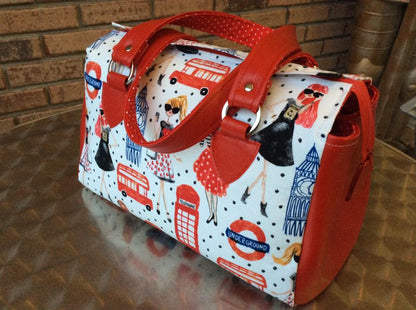 Louise Barrel Bag Sewing Pattern  made by Sandra Sawyer