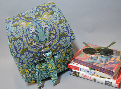 Lucy Backpack Sewing Pattern  made by Darcie Griffin - lion head fabric