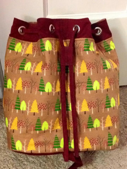 Lucy Backpack Sewing Pattern  made by Elizabeth Bolton - Christmas trees