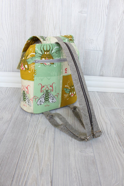 Lucy Backpack Sewing Pattern  made by Jennifer Greene - moth fabric