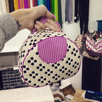 Olive Vanity Bag Sewing Pattern  front view with handle