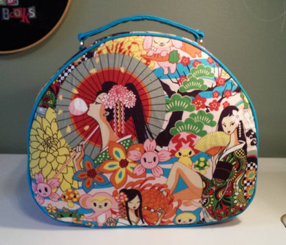 Olive Vanity Bag Sewing Pattern  made by Sandra Butler Sawyer oriental fabric 