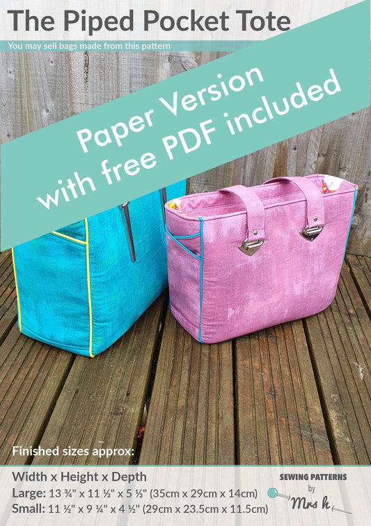 Piped Pocket Tote Paper Pattern