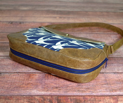 Sadie Expandable Bag Sewing Pattern  blue bird fabric 