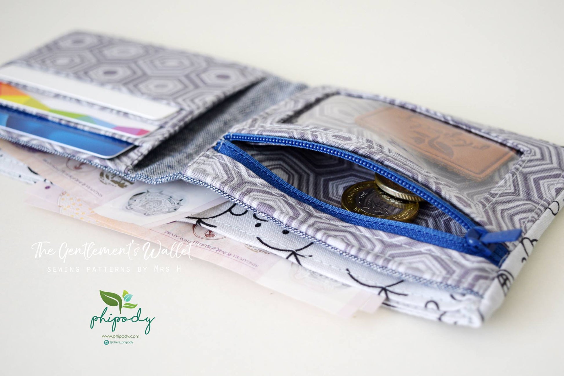 Sewing pattern by Mrs H The Gentlemans Wallet coin slot view