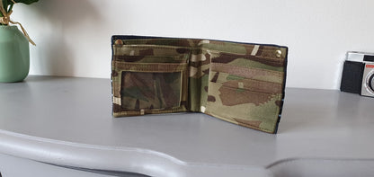 Sewing pattern by Mrs H The Gentlemans Wallet, army print fabric