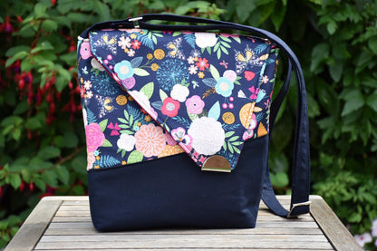 Sewing pattern for The Squiffy Sling bag - PDF pattern  (Floral fabric)