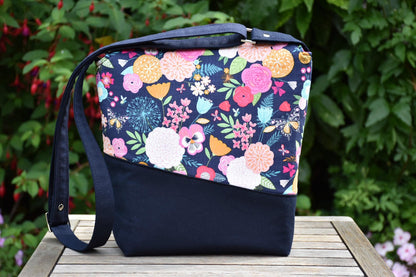 Sewing pattern for The Squiffy Sling bag - PDF pattern  (Floral fabric)
