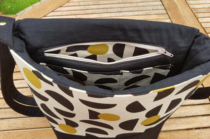 Sewing pattern for The Squiffy Sling bag - PDF pattern  (Retro fabric interior)