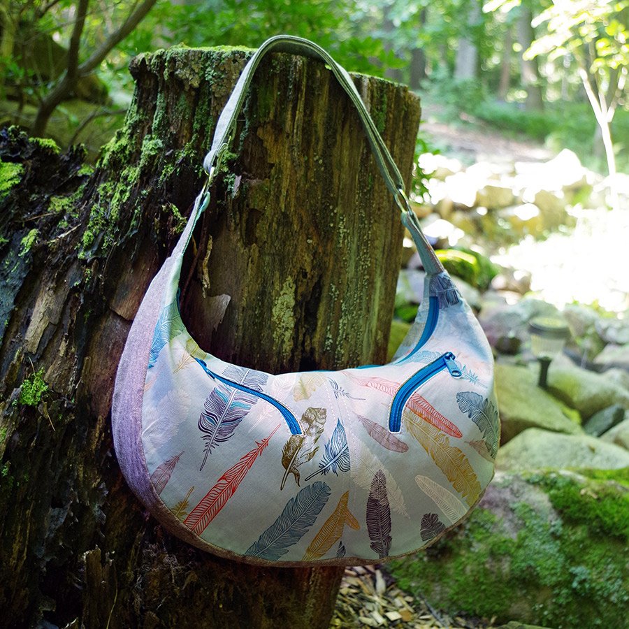 Sheena Hobo Bag Sewing Pattern feather fabric 