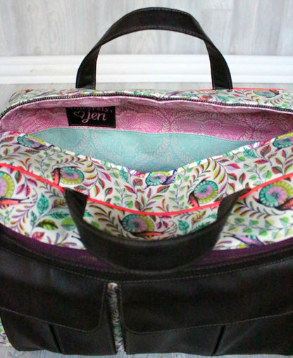 Stella Weekender Bag Sewing Pattern  made by Jennifer Greene close up